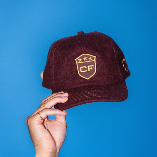 Brown and Gold Wool Blend Strapback